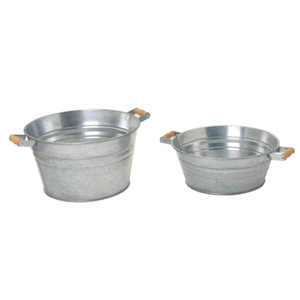 Seau en métal galvanisé robuste avec poignée en bois pour le nettoyage commercial, le transport de glace et de bière - Prix de gros - Product Image 2