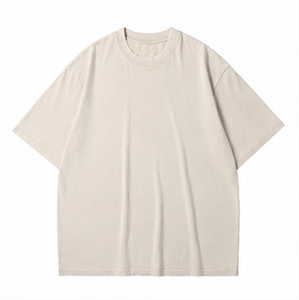 T-shirt court personnalisé en coton vierge surdimensionné à manches courtes pour hommes et femmes, style streetwear vintage délavé, col rond, décontracté, OEM - Product Image 2