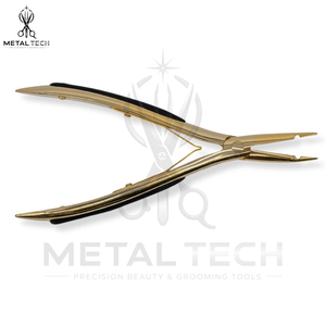 Pince de retrait d'extensions capillaires électroplaquée or, à pointe fine, outil d'ouverture de micro-anneaux, poignée ergonomique souple, fournitures de salon pour extensions - Product Image 2