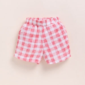 Conjuntos de ropa de bebé de muselina orgánica de primera calidad Jabla con estampado de cuadros rosas - Product Image 5