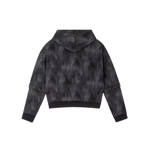 Hoodie Boxy Homme Personnalisé en Tissu Solide Délavé à l'Acide 480 g/m² avec Manches Détachées, Design Riveté, Impression 3D en Relief, Streetwear, Impression Gonflée - Product Image 5