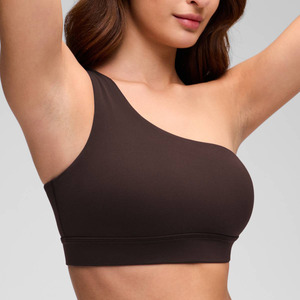 Women's Lightweight Breathable High Support Sports Bra With <b>One</b>-Shoulder Gym Wear Yoga <b>Top</b> Fitness Front Logo Halter Neck Bras - Product Image 3