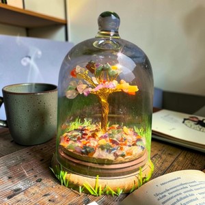 Seven Chakra Gemstone <b>Tree</b> in Glass Cover – Healing <b>Crystal</b> Bonsai with Wooden Base - Product Image 1
