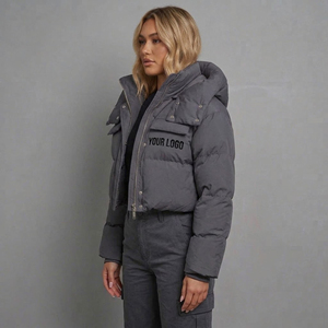 New <b>Women's</b> Oversized Puffer Jacket Solid Color Cotton Padded <b>Waterproof</b> <b>Winter</b> <b>Coat</b> with Multi Pockets Camouflage Embroidery - Product Image 5