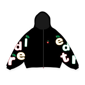 Sudaderas con capucha y cremallera para hombre, diseño personalizado bordado, estampado en relieve, estilo corto y oversize para invierno - Product Image 1