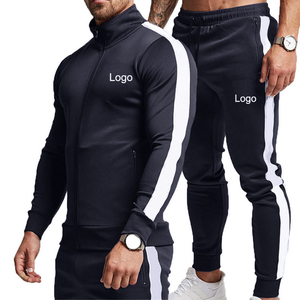 Fabricante de Ropa, Traje de Chaqueta y Pantalón con Cremallera a Prueba de Viento para Hombre, Otoño, Color Sólido, Pantalones Deportivos con Cordón Ajustable y Manga Larga - Product Image 2