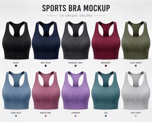 Women's Navy <b>Blue</b> Racerback Sports <b>Bra</b> High Support Lightweight Seamless Breathable Mesh Panels Eco-Friendly Quick Dry Front - Product Image 6