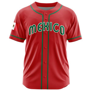 Maillot de baseball personnalisé pour hommes à manches trois quarts, inspiré du Mexique, uniforme d'équipe sublimé, short, fabricant de vêtements de sport OEM - Product Image 3