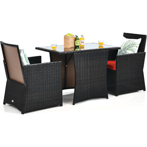 DB Durable Outdoor Rattan <b>Garden</b> Set 4-Piece Polyester Loveseat with Glass <b>Table</b> Contemporary Style for Patio & <b>Garden</b> Use - Product Image 5