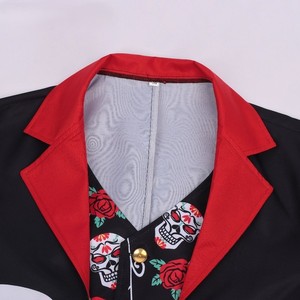 Veste de frac pour homme motif squelette, avec gilet tête de mort en sucre et rose rouge, pour Halloween et le Jour des Morts - Product Image 2