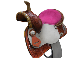 Silla de montar de cuero para carreras de barriles Western con armazón de fibra de vidrio (Disponible en 15'', 16'', 17'') - Product Image 3