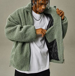 2026 High Quality Organic Unisex Custom Logo Stand Collar Men Fleece <b>Jacket</b> Street Style Sherpa Fleece Embroidery <b>Zip</b> <b>up</b> <b>Jacket</b> - Product Image 3