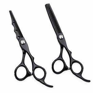Ensemble professionnel de ciseaux de coiffure pour droitiers, ciseaux texturisants, lames en acier inoxydable, poignées en plastique et caoutchouc, tranchants - Product Image 1