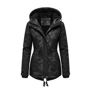 Parka Sherpa con Estampado de Guepardo Salvaje, Bolsillos Laterales con Ribete, Capucha, Mangas Largas, Exterior de Poliéster Denso - Product Image 2