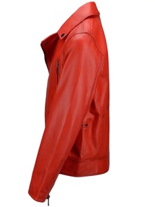Chaqueta de Cuero Roja Estilo Motero - Product Image 3