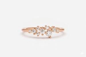 Anillo de Oro Rosa de 14K al por Mayor con Diamantes Celestiales Dispersos y Diamantes Redondos Cultivados en Laboratorio, Anillo de Boda para Mujer, Joyería Fina - Product Image 2