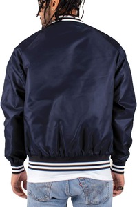 <b>Men's</b> Red Varsity <b>Jacket</b> Turn-down Collar Button Closure Casual Style Autumn Wear Regular Fit Solid Color Polyester Material - Product Image 6