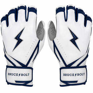 Bruce Bolt Black Leather Batting Gloves Eco-Friendly Breathable Durable Quick-Dry Padded Wrist Support Lightweight <b>Hook</b> Loop - Product Image 1