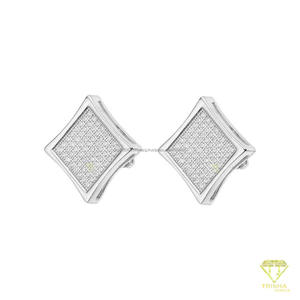 Luxury 925 <b>Sterling</b> <b>Silver</b> Moissanite Diamond Square <b>Stud</b> <b>Earrings</b> With Iced Stone Face For Wholesale Jewelry Buyers - Product Image 4