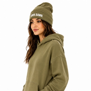 Bonnet unisexe à revers vert olive, brodé, pour temps froid, style décontracté, confortable, personnalisé - Product Image 3