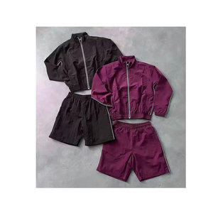 Ensemble de survêtement pour homme personnalisé, veste coupe-vent et short, ensemble deux pièces pour l'entraînement sportif d'été - Product Image 5