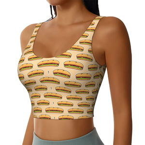 Soutien-gorge de sport pour femmes grandes tailles, à maintien élevé, écologique, séchage rapide, couvrance totale, extensible, confortable, motif à carreaux, col en U - Product Image 1