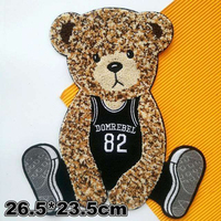 Patch brodé thermocollant en chenille motif visage d'ours pour décoration de chapeau avec plastique PU couleur personnalisée