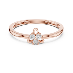 SIMPLE TRI-PETAL LAB-GROWN DIAMOND <b>RING</b> <b>SET</b> 18KT SOLID ROSE GOLD RHODIUM PLATED BRILLIANT CUT TRENDY <b>WOMEN</b> ENGAGEMENT PARTY - Product Image 1