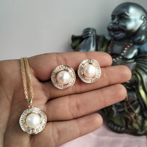 Conjunto de colgante de perlas de agua dulce con soportes incluidos en el marco, fabricante mayorista de perlas - Product Image 1