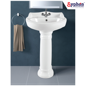 Lavabo de Cerámica Blanco Elegante de Primera Calidad con Pedestal, Fabricado con Experiencia y Calidad Superior, Disponible para la Venta - Product Image 1