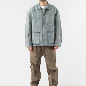 2026 Denim Jean <b>Jacket</b> High Quality Blue Oversized <b>Long</b> Denim <b>Jackets</b> Denim <b>Jacket</b> for <b>Man</b> Plus Size - Product Image 4