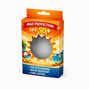 Custom Skincare Sunscreen Packaging <b>Boxes</b> with Transparent Window and Hanger - Product Image 3