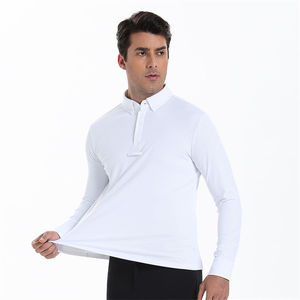 เสื้อโปโลขี่ม้าผู้ชายสีขาว แขนยาว ผ้าตาข่ายเต็มตัว - Product Image 4