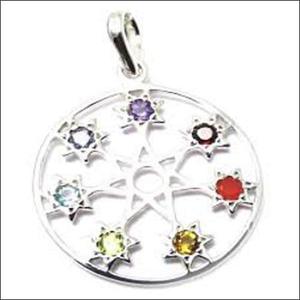 Newest Chakra Seven Star Multi Gemstone Silver Pendant Multi-Stone Pendants - Product Image 1