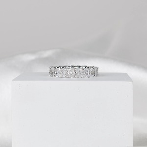 4.20ct Radiant Lab Grown Diamond Eternity Band Full <b>Circle</b> Wedding <b>Ring</b> Stackable Gold Anniversary Gift for Bridal Jewelry - Product Image 1