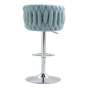 Set of 2 <b>Adjustable</b> Counter <b>Height</b> Bar <b>Stools</b> 360 Fabric Cover Swivel Bar Chairs with Woven Back & Footrest Silver - Product Image 6