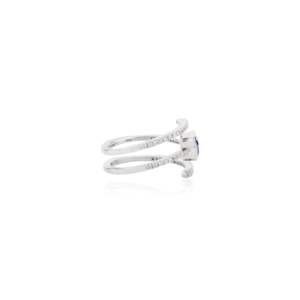 14K Solid <b>Gold</b> East West Blue Sapphire & Diamond Spiral <b>Cocktail</b> <b>Ring</b> Resizable - Product Image 6