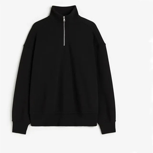 Sweat-shirt d'hiver pour homme à demi-zip, 100 % coton molletonné, couleur unie personnalisable, logo, service OEM, respirant - Product Image 1