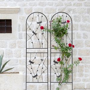 Paquete de 4 Enrejados Metálicos para Jardín de 71 x 19.7 Pulgadas, Resistentes al Óxido, con Decoración de Libélula Negra, para Plantas Trepadoras y Soporte de Flores al Aire Libre - Product Image 6