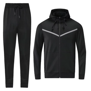Conjunto Deportivo con Capucha para Hombre, Sudadera con Cremallera Completa y Pantalones, Color Sólido, Estilo Deportivo, Secado Rápido, Poliéster, Otoño - Product Image 6