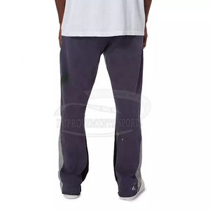 Pantalon évasé décontracté d'extérieur pour hommes avec logo personnalisé Pantalon de survêtement à rayures latérales noires Ceinture élastique Patchwork Léger Droit - Product Image 4