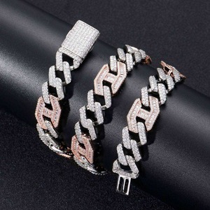 Hot Sale Length Iced <b>Cuban</b> <b>Link</b> <b>Chain</b> Necklace 925 <b>Silver</b> 14K/18K Gold Plated Luxury Moissanite Style Hip Hop Jewelry Supplier - Product Image 3