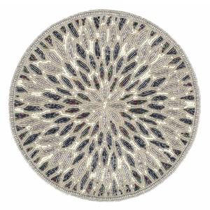 Hot Selling Round Floral Marigold Glass Beaded <b>Table</b> Mat Handmade Glass Beads Place Mat For Dinning Thanksgiving & Festive <b>Decor</b> - Product Image 1