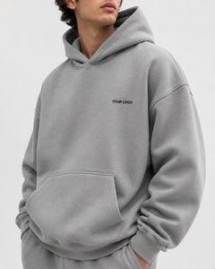 Sudadera con Capucha Extra Grande para Hombre, Gris Sólido, 100% Algodón, Felpa Francesa, Informal, con Bolsillo Delantero, Corte Regular, ODM - Product Image 6