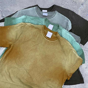 Men's Oversized Short Sleeve Stand Collar Solid Color <b>Knitted</b> 100% Cotton 280g Casual Breathable T-Shirt - Product Image 6