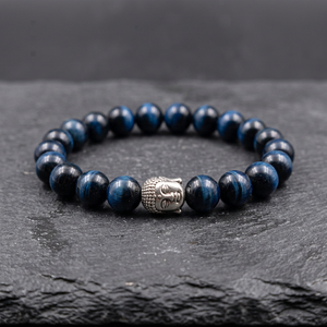 Wholesale natural blue tiger eye stone with buddha charm beads <b>bracelet</b> reiki <b>healing</b> 8mm gemstone for <b>healing</b> & meditation - Product Image 1