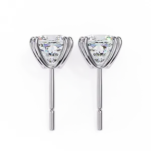 Fine Jewelry 1ct Cushion <b>Square</b> Cut Lab grown <b>Diamond</b> Solitaire Stud <b>Earrings</b> 18K Solid Gold Women Earwear Post Back Pair - Product Image 6