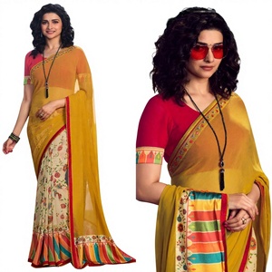 Blouse fantaisie en fausse fourrure pour femme, faite main en Inde, imprimée numériquement, design ethnique moderne, haute qualité, pour soirée, non cousue, tout inclus - Product Image 1