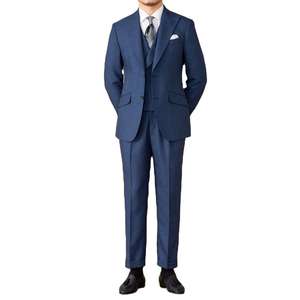 Costume d'affaires beige pour homme, simple boutonnage, col à revers, en laine et polyester, infroissable, coupe classique, style britannique - Product Image 2