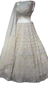 ชุดสูทตาข่ายผ้าไหมสำหรับงานแต่งงานและปาร์ตี้อินเดีย & ปากีสถานผ้าลินินลายปักด้วยมือแนวแฟนซี - Product Image 2